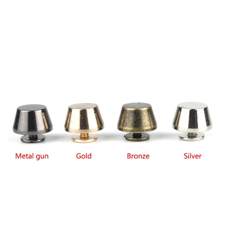 4pcs 12 x 7mm Handbag Bottom Protecting Feet Nail Bucket Shape Flat Studs Screw Back Spikes Rivets Leather Craft Bag Purse Decor