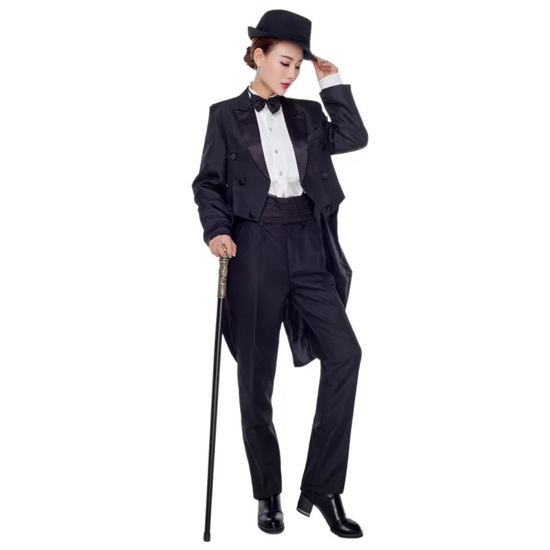 { jacket+pan  }  Men 's stage show Swallowtail Dress Set commanding host play the piano best man welcome dance service