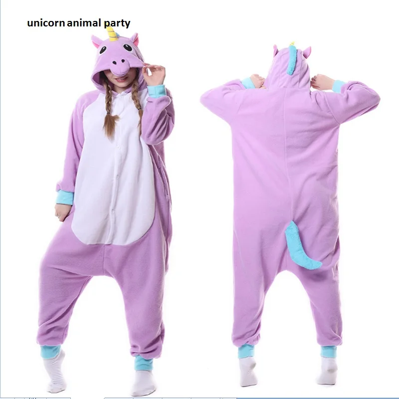 

Kigurumi Adult Purple cat Unicorn Onesie Cosplay Costume Pajamas Sleepwear For Women Men Animals Cosplay Disguise hoodie