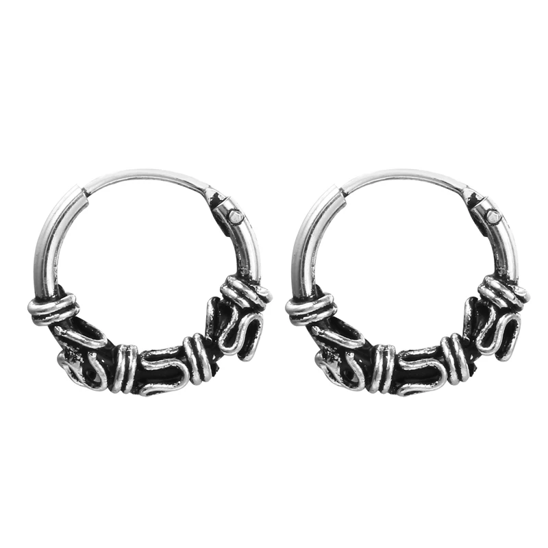 European Tribal Vintage Metal Color Endless Circle Earrings Handmade Small Hoop Earring Bali Wrap For Women Fashion Jewelry