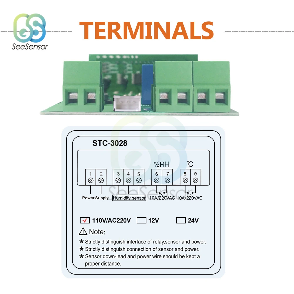 STC-3028 Dual Umidità Regolatore di Temperatura Regolatore Digitale per Frigo Termostato Regolatore Regolatore 12V 24V 220V Termometro