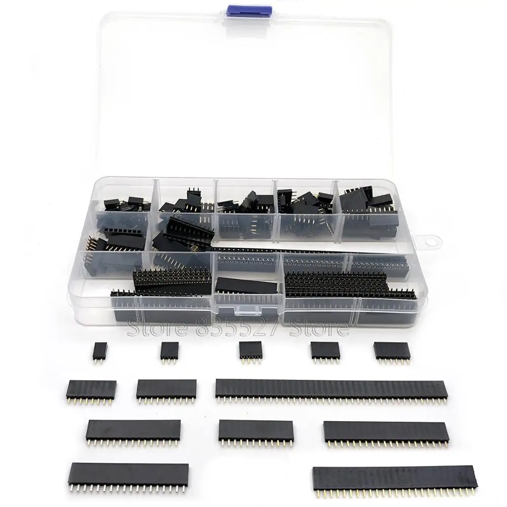 150pcs/sets 2.54mm single row pin socket Female Header connector 2/3/4/5/6/7/8/10/12/15/18/20/25/40pin PCB board combination Kit