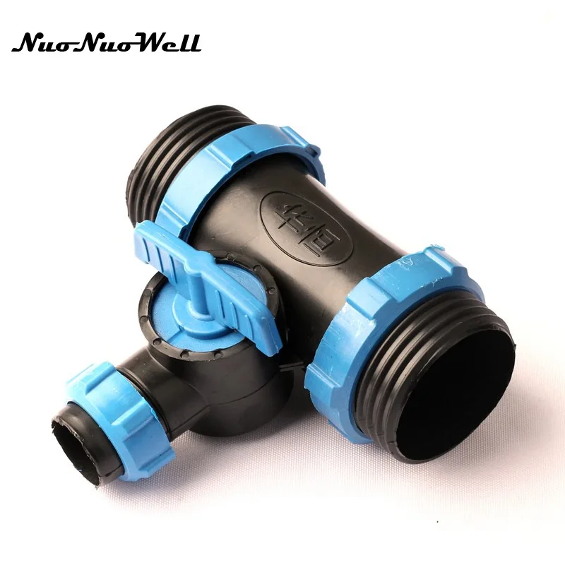 

1pcs NuoNuoWell 2" to 1" Thread Valve Drip Tape Tee Connector for Garden Micro Drip Irrigation Fittings Hose Pipe Adapter