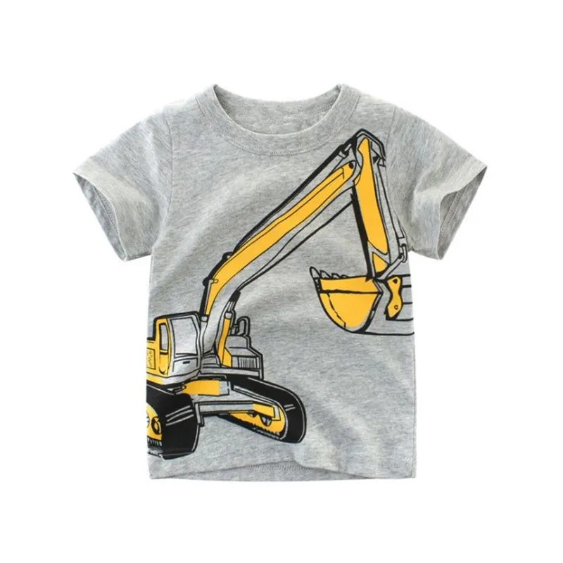 T-shirts Cartoon Print Baby Boys For Boys tshirt  excavator car T Shirt For Summer  For children Short Sleeve Top Tee