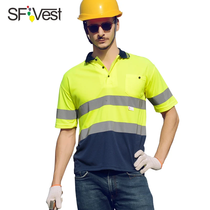 Men's High Visibility Shirt   2 Tone  short sleeve safety reflective work shirt  Summer  Work Wear