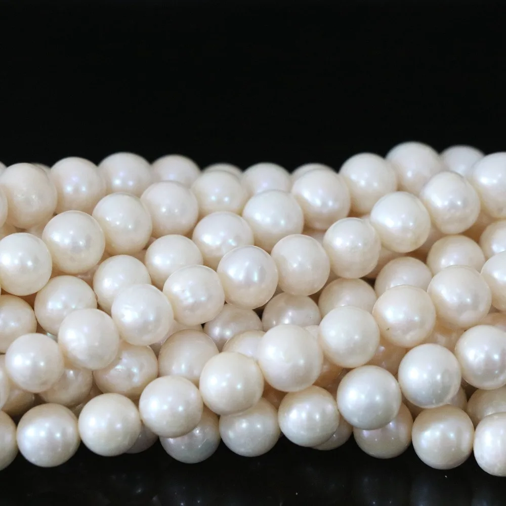 

Freshwater cultured white natural pearl nearround 8-9mm loose beads fit for women diy necklace bracelet jewelry 15inch B1326