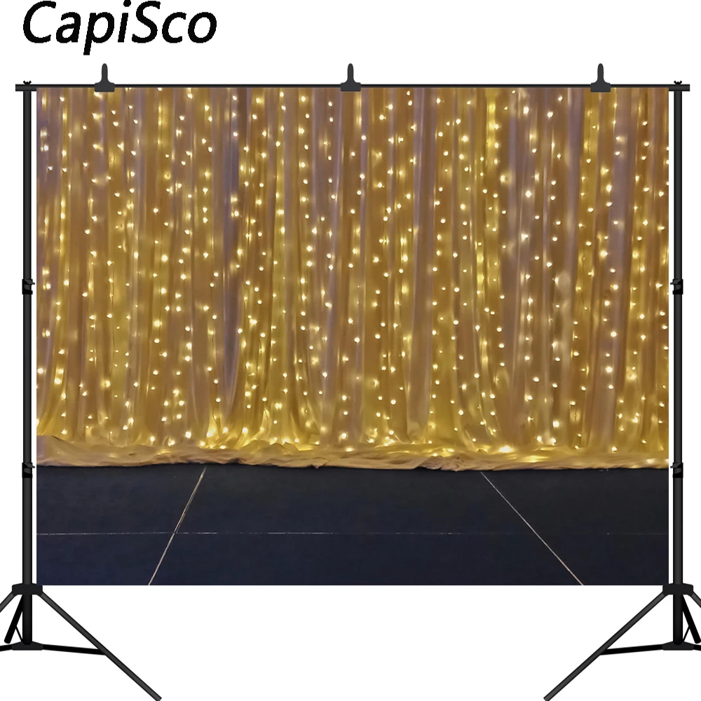Fondo de fotografía de escenario brillante Capisco, una cadena de luces festivas, plantilla de boda, fondo para estudio fotográfico personalizado