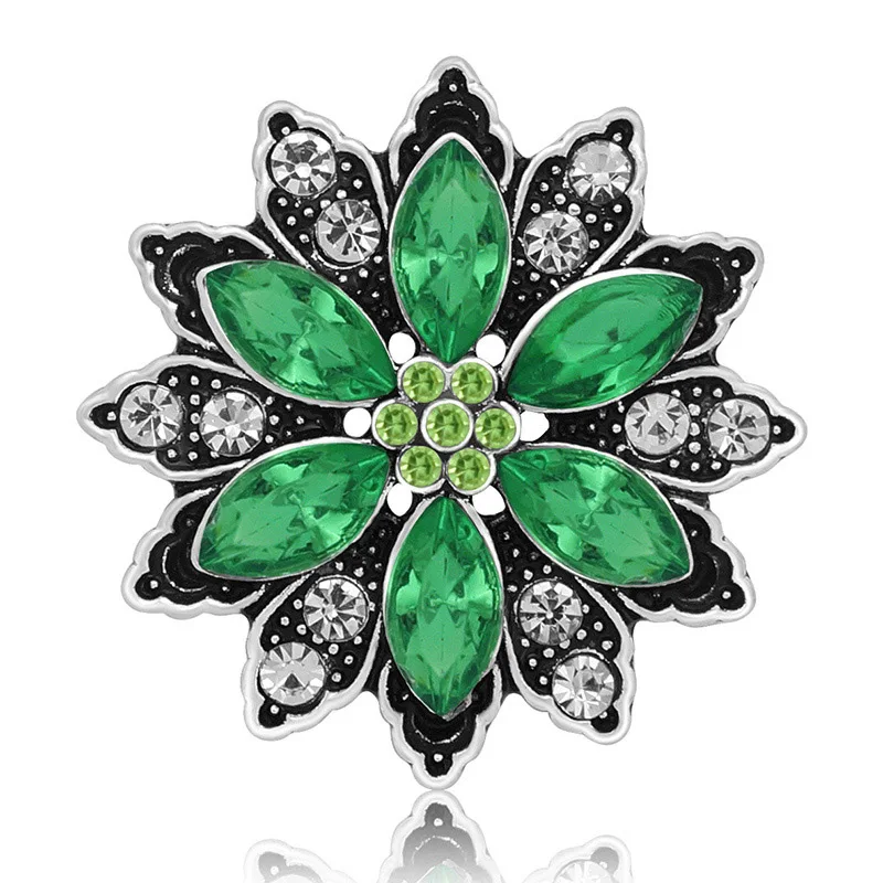KZ3353 Beauty Rhinestone Flowers Trendy 20MM snap buttons for snap bracelet snap jewelry wholesale Gift