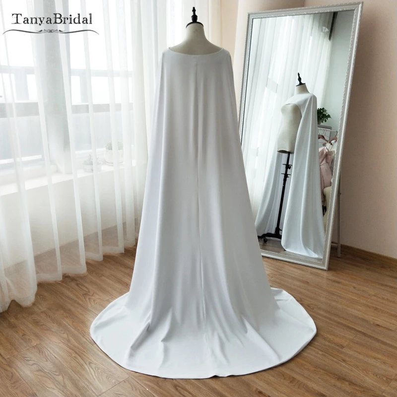 

Soft Satin Long Wedding Cape Elegant Wedding Bridal Cloak Unique Wrap Women Shawls DJ102
