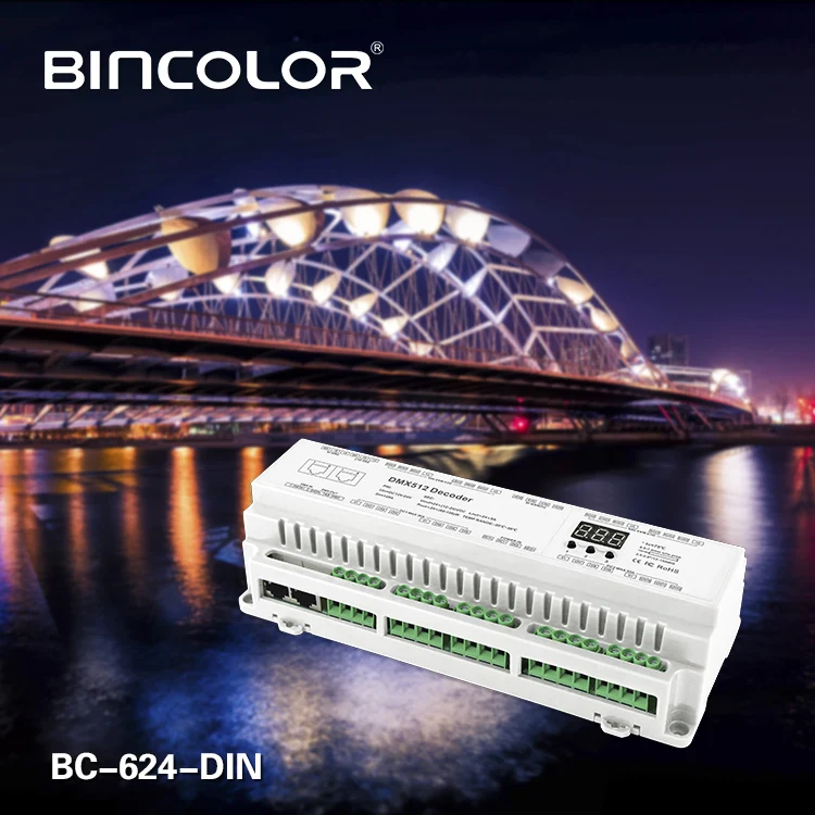 BC-RJ45 Connect LED RGB/RGBW 624-DIN/BC-632-DIN/BC-640-DIN 24/32/40 CH DMX512/8bit/16bit DC12V-24V Strip lamp Decoder