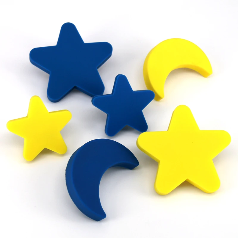 1x  Kids Dresser Drawer Knob Children Cabinet Pull Handle Soft Yellow/Blue Star/Moon Furniture Hardware knob