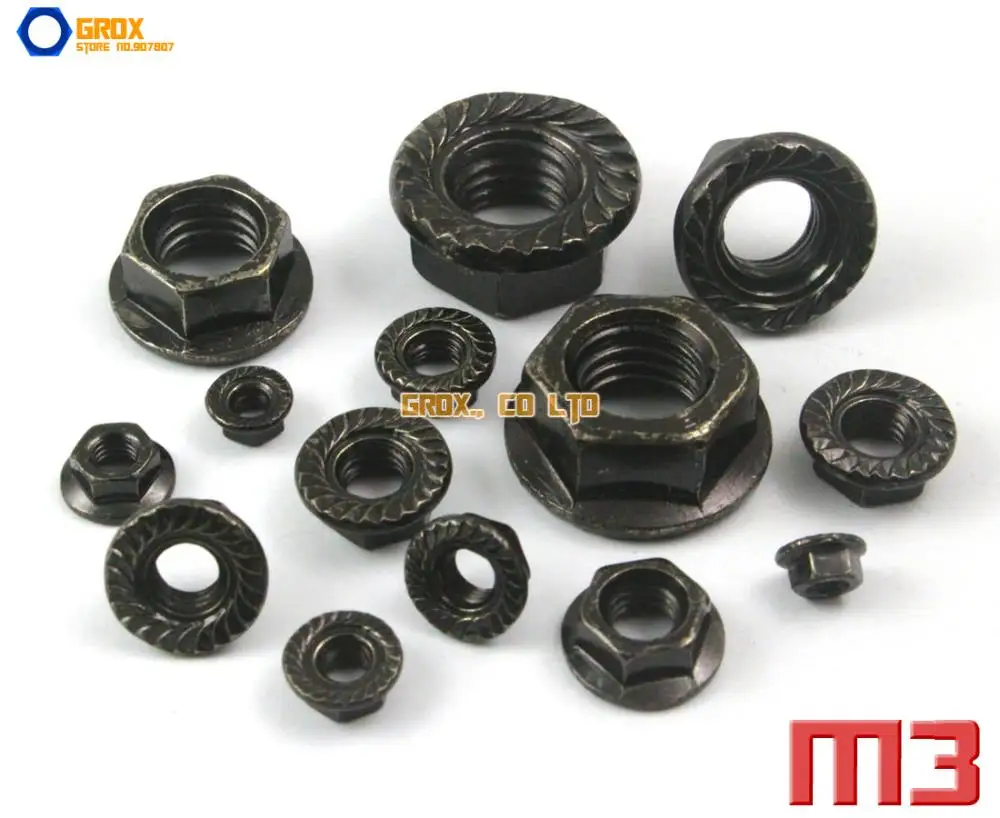 

300 Pieces M3 Metric Thread Hexagon Serrated Flange Nut Flanged Nut DIN 6923