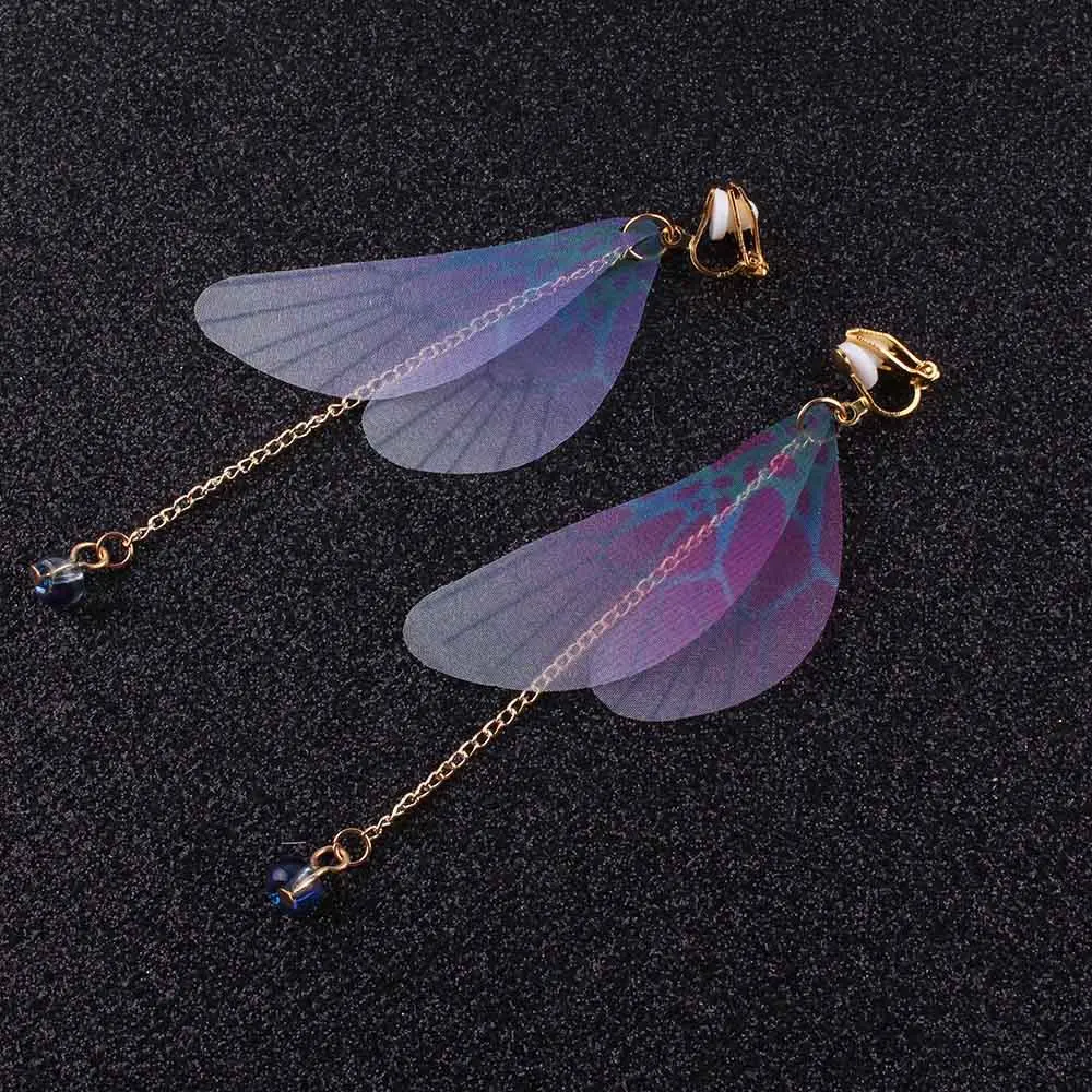 JIOFREE-pendientes de mariposa con Clip para mujer, aretes elegantes sin Piercing para fiesta y boda, envío directo