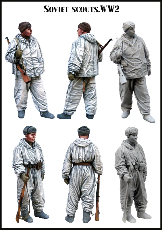 1/35 Resin Figure Model Kit Historical  Ancient SOVIET SCOUTS  Unassambled  Unpainted