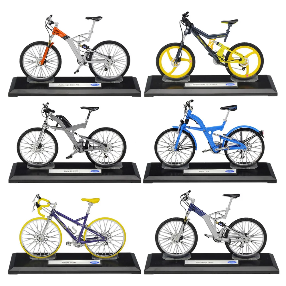 WELLY 1:10 Scale Cycling Metal Model Road Bike Porsch/Audi/BMWQ5 Mountain Bike Alloy bicycle For Collection Gift