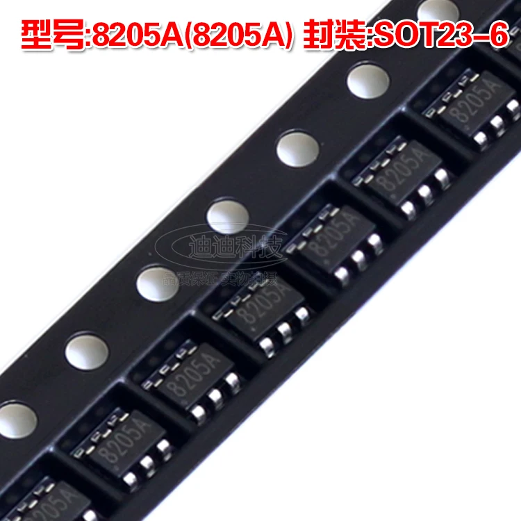 Новинка, модель А, SOT23-6 Silkscreen 8205A, двойная N-Channel трубка с полевым эффектом, защита литиевой батареи IC