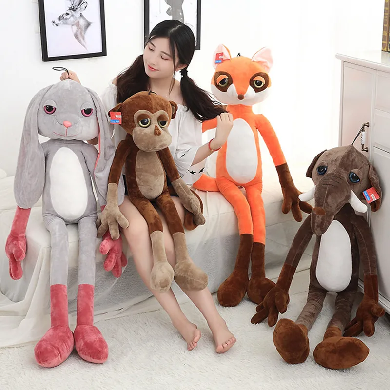 

New Arrival Cartoon Forest Series Monkey Rabbit Fox Elephant Plush Toys Cute Sleeping Pillows PP Cotton Stuffed Dolls Kids Toys