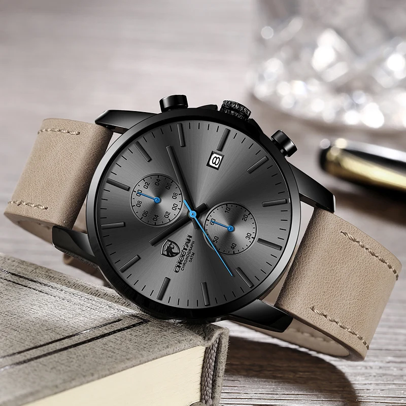 2021 männer Uhr CHEETAH Marke Mode Sport Quarz Uhren Herren Leder Wasserdichte Chronograph Uhr Business Relogio Masculino
