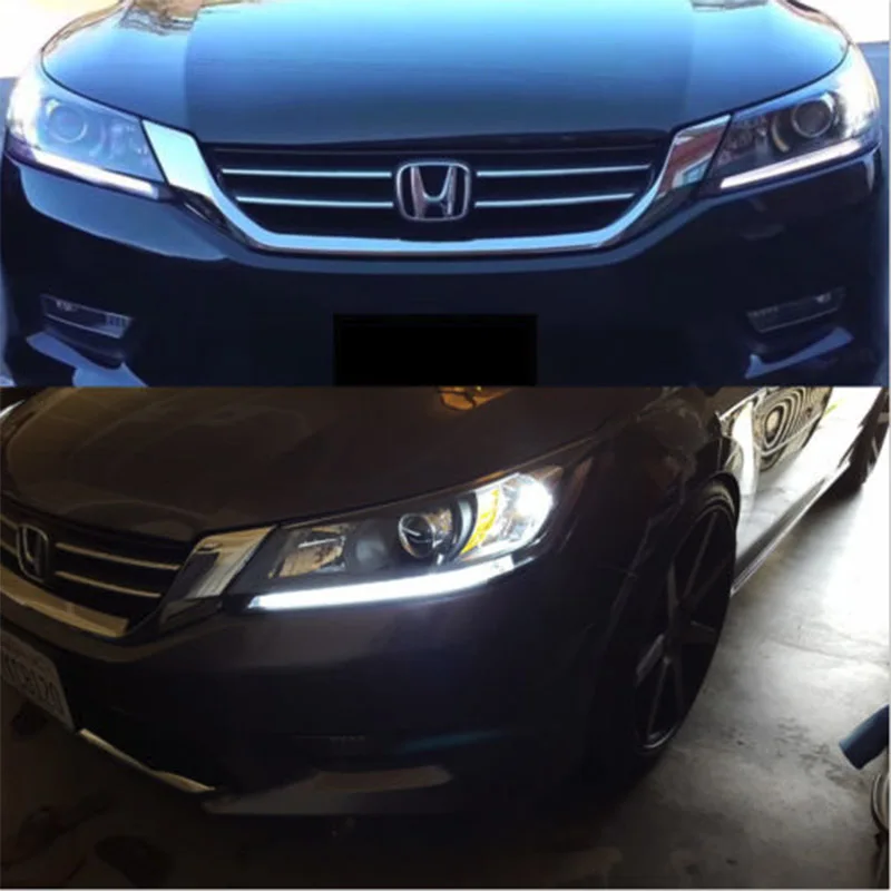 Evenly Illuminating 6000K White LED Strip DRL Lights Kit For 2013 2014 2015 Honda Accord Headlight Daytime Running lights 12V
