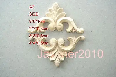 A7-4x4x0.6cm 8x8x0.8cm 9x9x1cm Wood Carved Corner Onlay Applique Unpainted Frame Door Decal Working carpenter Decoration