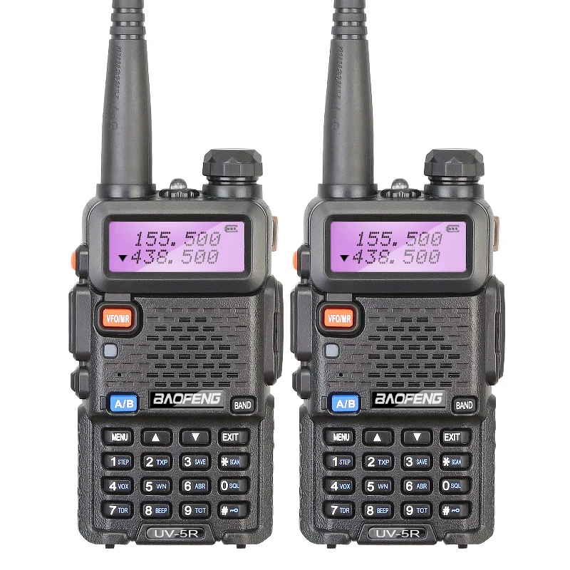 Original 2 Pcs Baofeng UV 5R Walkie Talkie Portable Radio UHF&VHF UV-5R 5W Interphone Comunicador Two Way Radio Comunicator