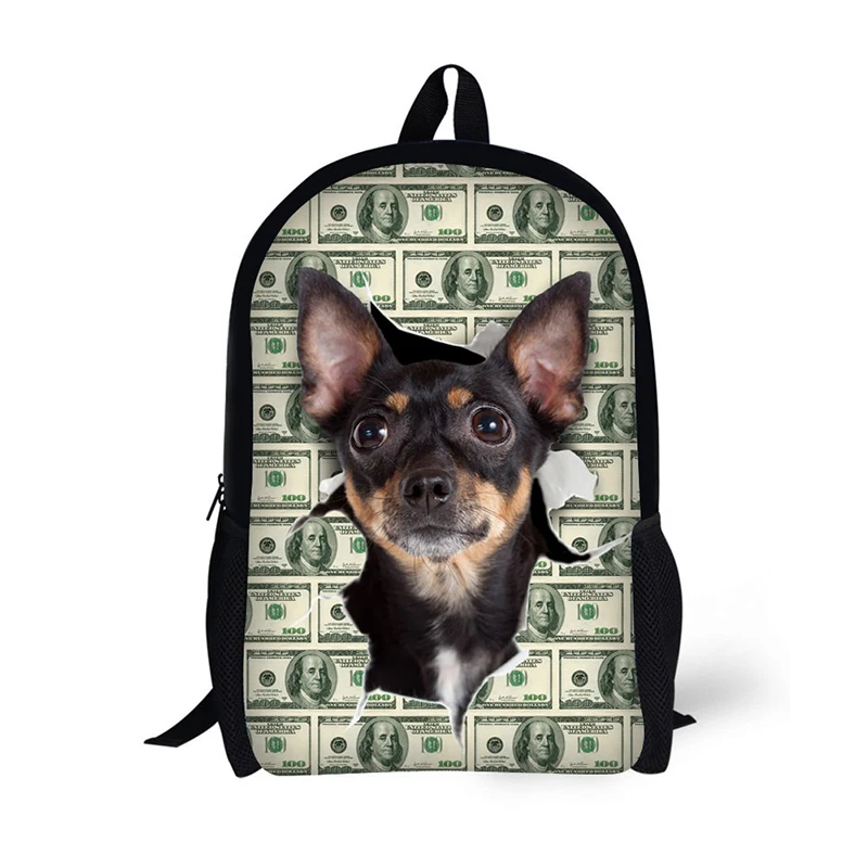 Dollar pattern Children Backpack 3D Animal Printing Travel Daypack for Teenagers Boys cats and dogs Men School Shoulder Bag
