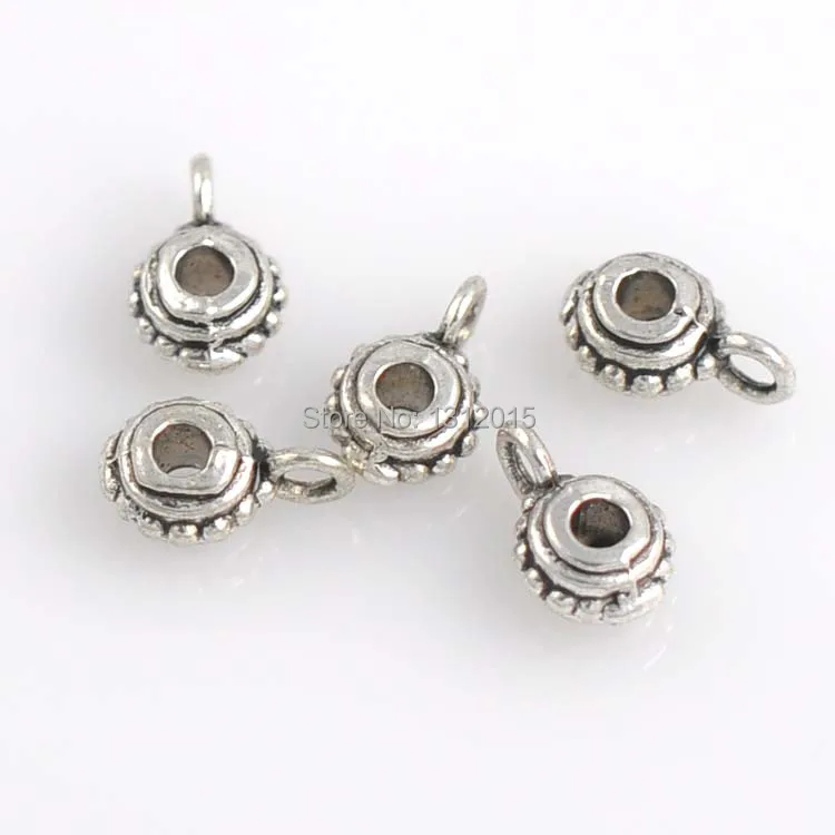 Tibetan Silver Bail Beads Jewelry Findings Fit Charm Bracelets 11x7mm,50Pcs,YTC0159