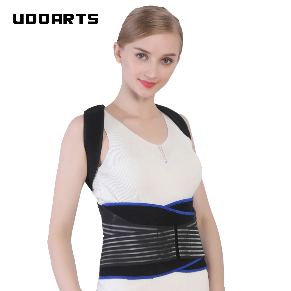 Udoarts Adjustable Back Support Posture Corrector Brace With Removable Steel Splints