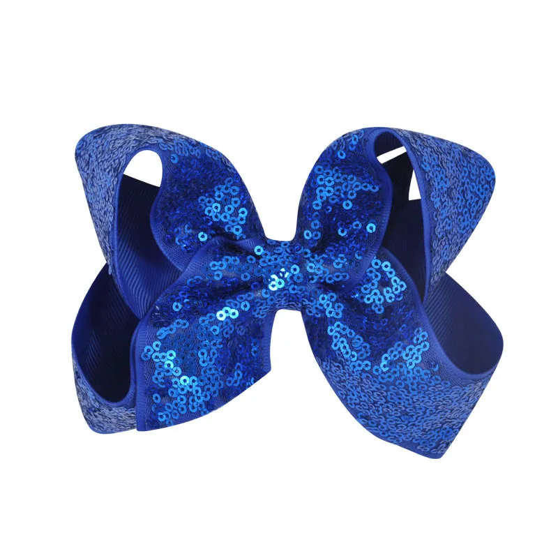 Cinta de grogrén con lentejuelas brillantes para niña, 6 pulgadas, lazos para el pelo con Clips, horquillas de Boutique, tocado para niña,