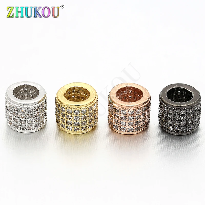 7mm Brass Cubic Zirconia Round Spacer Beads DIY Jewelry Findings Accessories, Hole: 4mm, Model: VZ62