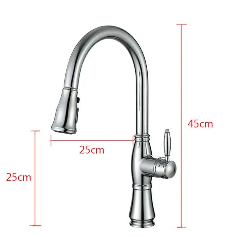 New Arrival Pull out Kitchen faucet Sink mixer Faucet Deck Mount Pull Out Dual Sprayer Nozzle Hot Cold Mixer Water Taps MJD46