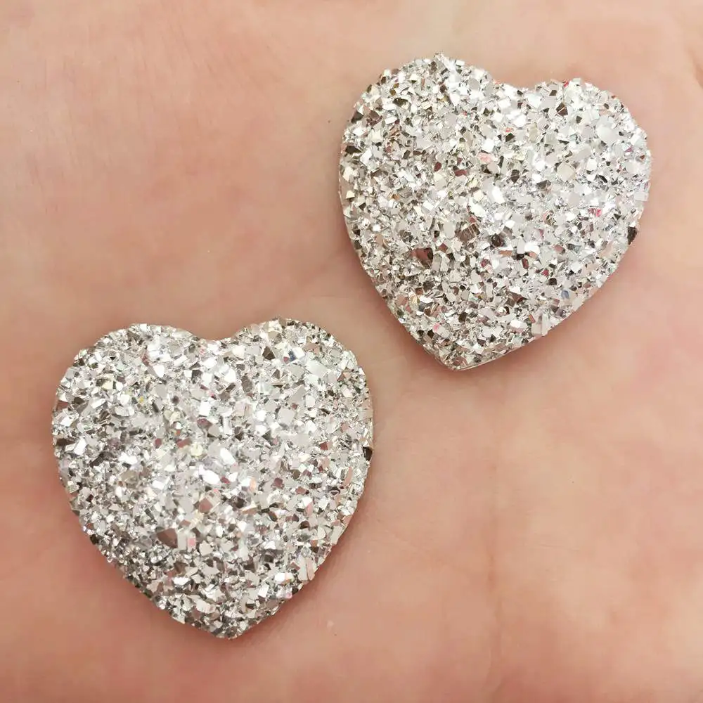 8pcs bling AB resin 30mm  Ore heart Flat back rhinestone appliques DIY Wedding scrapbook Accessories craft SW52