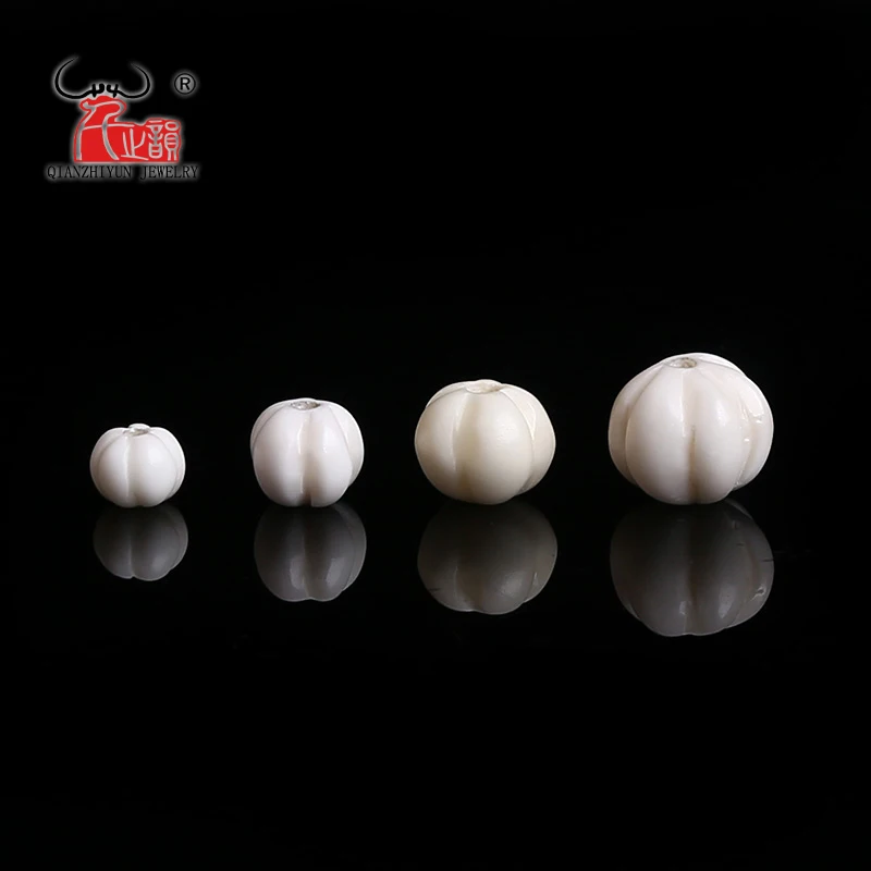 20PCS Yak Bone prayer beads Carved Bead Necklace DIY Scatter Beads Handmade Hand-chain pumpkin Beads Length 8/10/12mm Hole 1.5mm