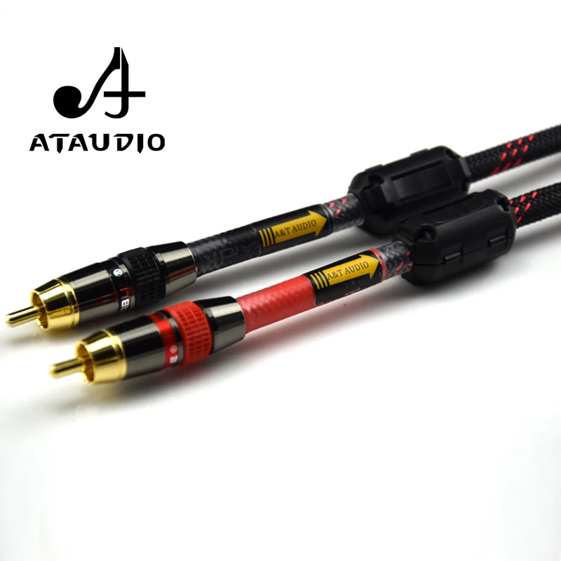 ATAUDO Hifi 4N OFC 2RCA Cable Hi-end Male to Male DVD Player Amplifier Interconnect Audio RCA Cable