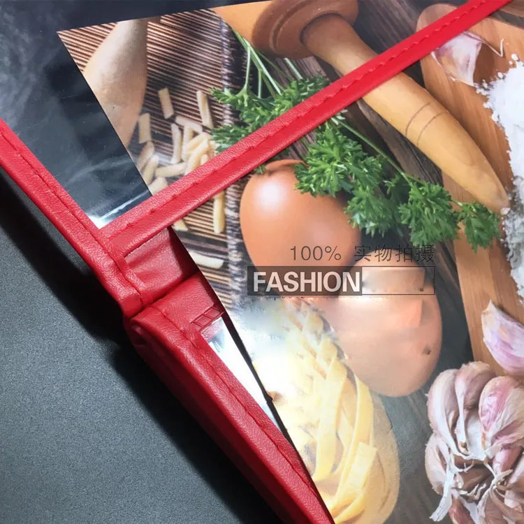 A4 4 Lembar Transparan Menu Cover Bingkai Hitam Merah Putih