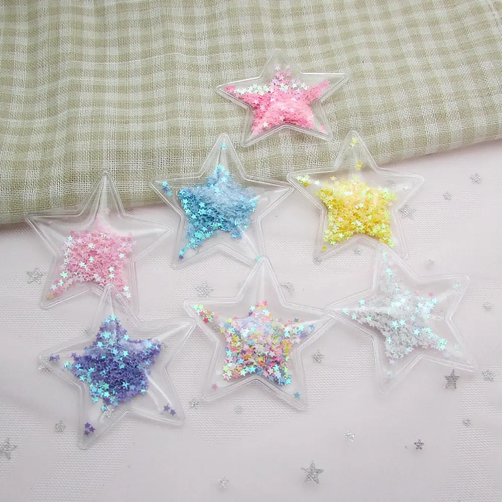 50pcs/lot Transparent Stars Sequin PVC patch applique For Clothes DIY Children's Hair Clip Headwear Accessories