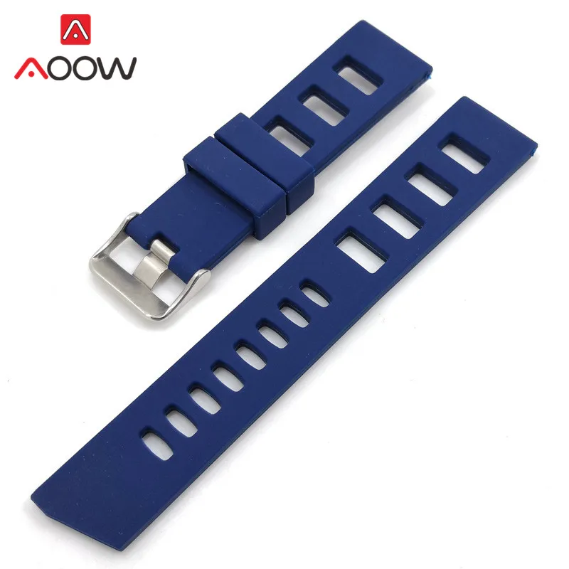 20mm 22mm Silicone Watchband for Samsung Galaxy Huawei Watch GT Men Sweatproof Sport Rubber Replacement Bracelet Band Strap Blue