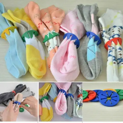 20Pcs Sock Holder Rings Pack of Colorful Sock Organizers Sorters Locks Clips Laundry