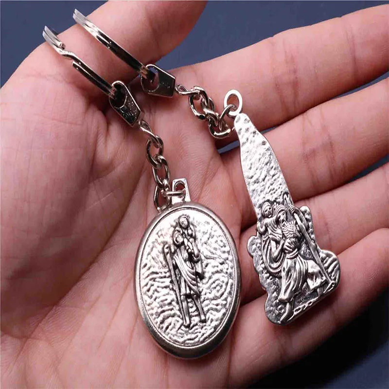 New fashion rose Fatima key chain car key chain, Madonna Fatima keychain cross key chain men and women backpack pendant.