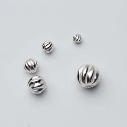 2pcs/Lot 925 Sterling Silver Wave Round Spacer Beads 3mm 4mm 5mm 6mm Handmade Decoration Beading Materials DIY Jewelry Making