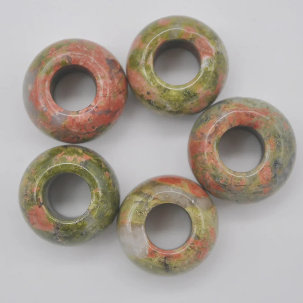 14MM Unakite Epidote Big Hole Loose Beads Charms Fit Charms Jewelry For Woman Gift Bracelet Findings (5 pcs/lot) H172