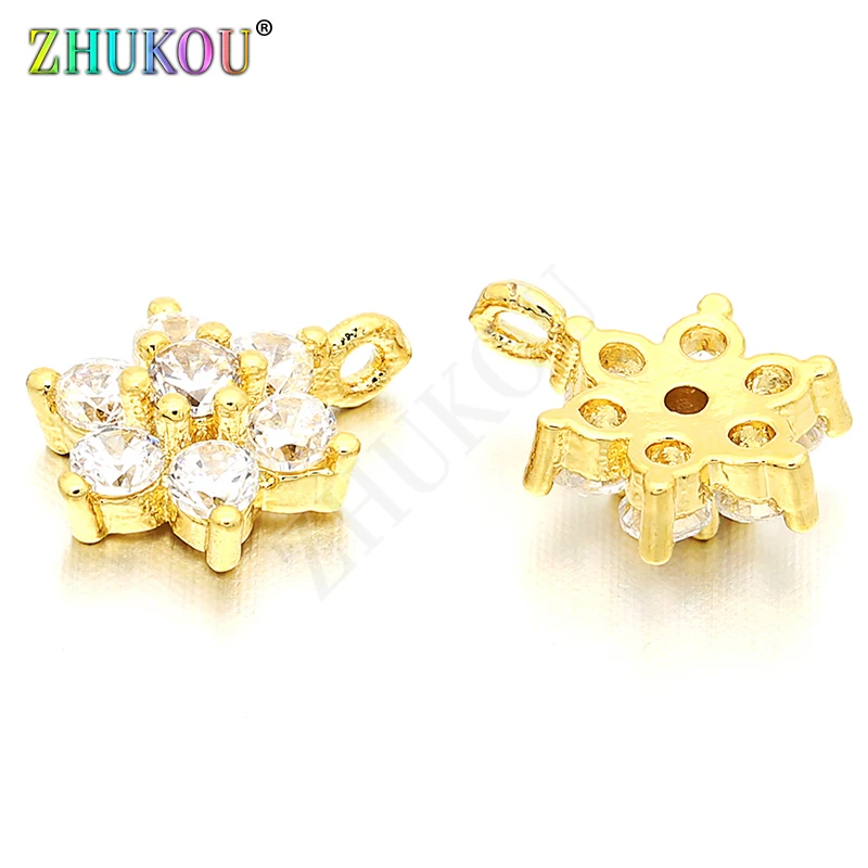 3pcs/lot, Micro Pave Zircon Charms Pendants DIY Women Necklace Pendant Brass 18K Gold Plated Jewelry Accessory Findings VD23