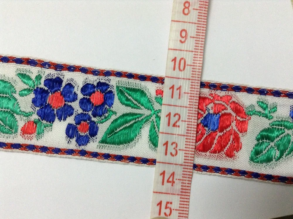 3.2cm nation style single face rose jacquard ribbon,10 colors to choose,XERY768L guitar strap ribbon