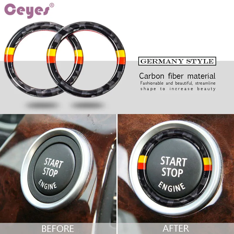 Ceyes Car Styling Fit For BMW E90 E92 E93 For M 3 Series German Flag Car Engine Start Stop Button Circle Stripe Trim Car-Styling