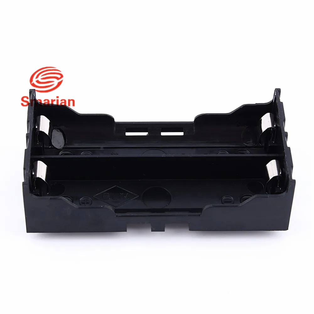 2PCS Plastic DIY 18650 Lithium Battery Box Two Sections In Parallel For 2 x 18650 Box Holder Black With Wire Lead