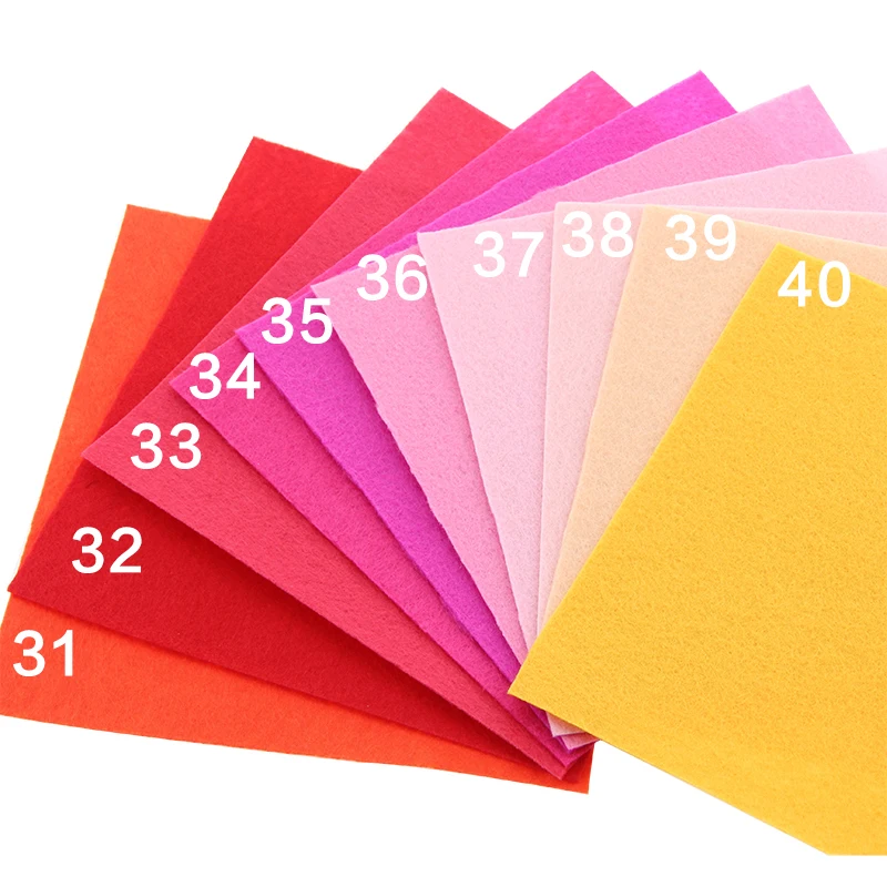 Shuanshuo Polyester Felt Fabric DIY Handmade Felt Cloth For Sewing Home Decoration 1mm Mix 40 Colors 15x15cm 5.9x5.9inch