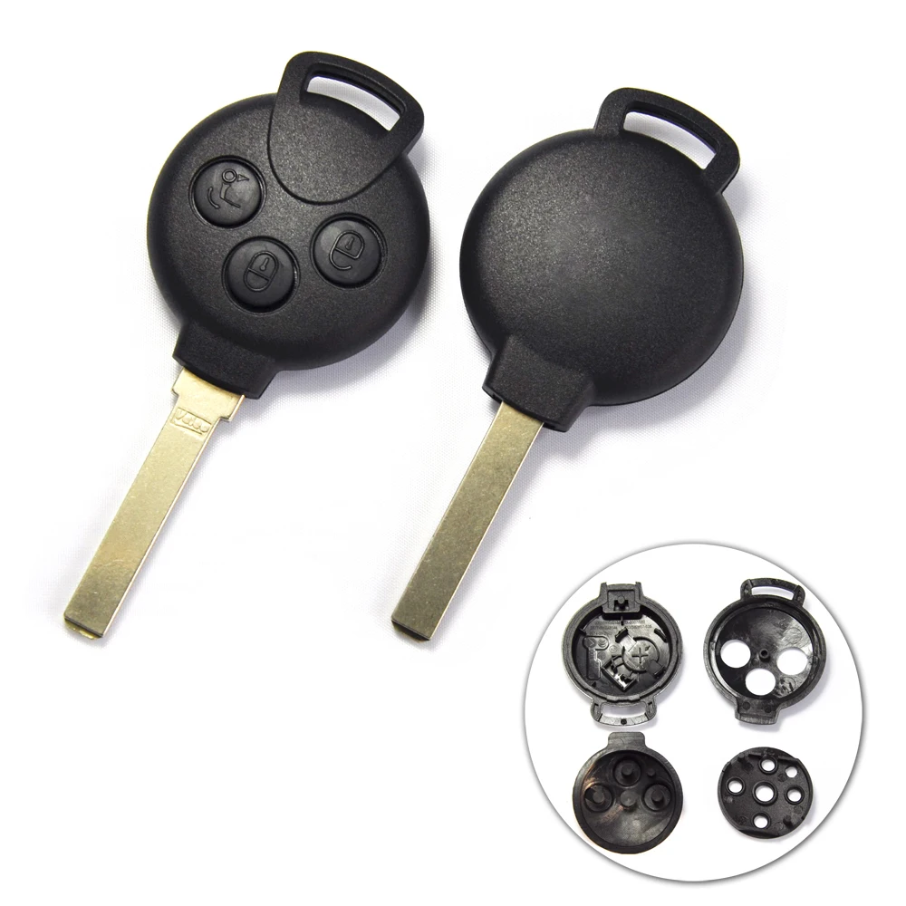 

3 Button Remote Key Shell Case For Benz Smart Fortwo With Uncut Blade FOB Key Blank 10PCS/lot