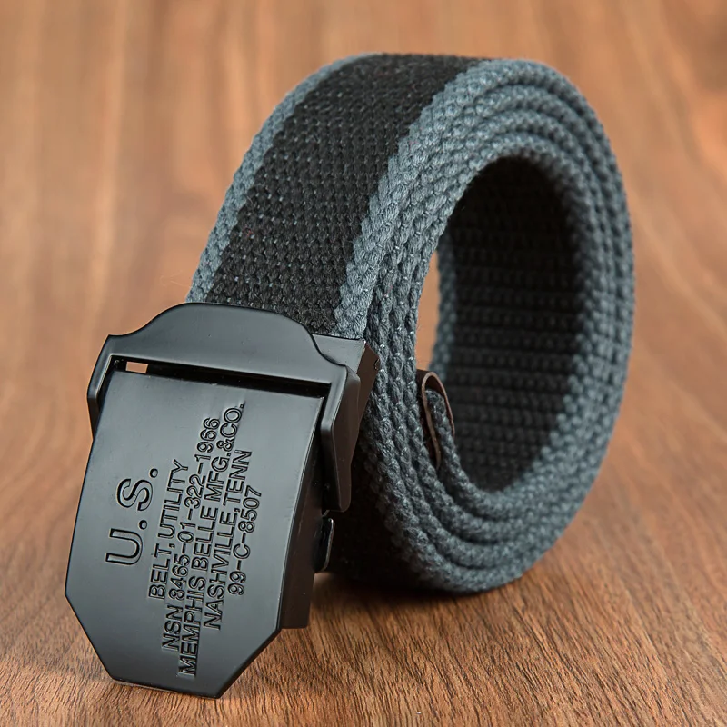 2023 Men Weave Canvas Unisex belt mens waist belt Casual Cargo Belt Military fans Automatic Buckle-Belt Male Field Tactical Belt