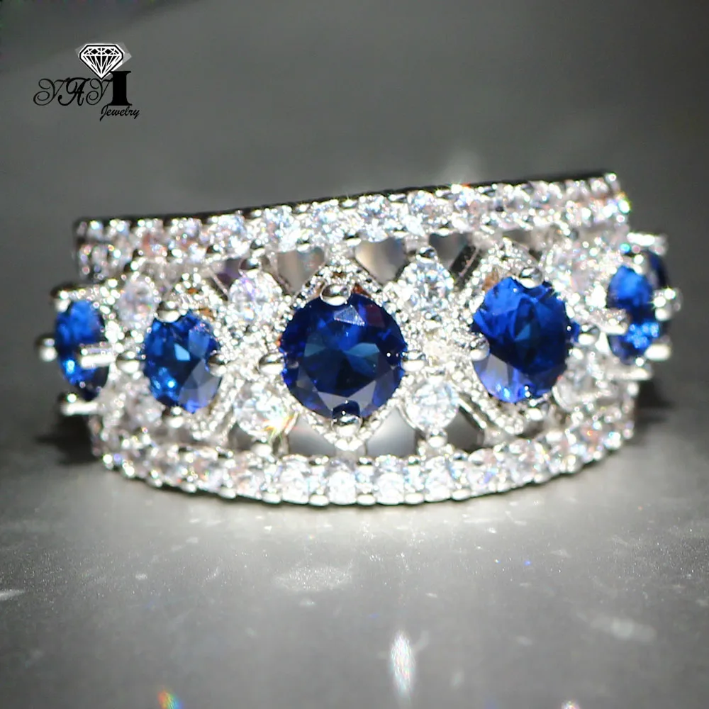 YaYI – bague de fiançailles pour filles, bijoux de princesse, coupe en bleu saphir, Zircon couleur argent, cadeau de mariage, cœur, fête, 625