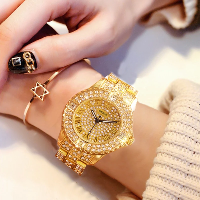 

2019 Women Crystal Quartz Watches Luxury Diamond Elegant Dress Watches Ladies Wristwatch Relogios Femininos saat Female Clock